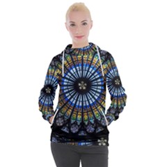 Mandala Floral Wallpaper Rose Window Strasbourg Cathedral France Women s Hooded Pullover