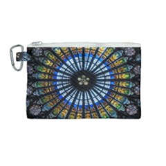 Mandala Floral Wallpaper Rose Window Strasbourg Cathedral France Canvas Cosmetic Bag (medium) by Jancukart