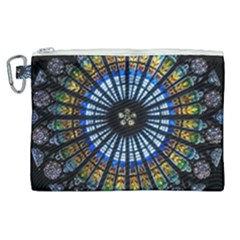 Mandala Floral Wallpaper Rose Window Strasbourg Cathedral France Canvas Cosmetic Bag (xl) by Jancukart