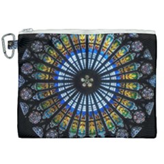 Mandala Floral Wallpaper Rose Window Strasbourg Cathedral France Canvas Cosmetic Bag (xxl) by Jancukart