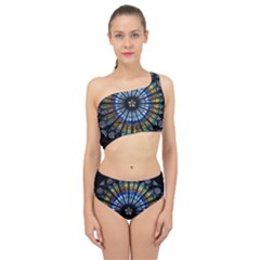 Mandala Floral Wallpaper Rose Window Strasbourg Cathedral France Spliced Up Two Piece Swimsuit by Jancukart