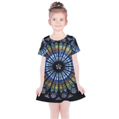 Mandala Floral Wallpaper Rose Window Strasbourg Cathedral France Kids  Simple Cotton Dress by Jancukart