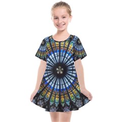 Mandala Floral Wallpaper Rose Window Strasbourg Cathedral France Kids  Smock Dress by Jancukart