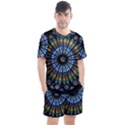 Mandala Floral Wallpaper Rose Window Strasbourg Cathedral France Men s Mesh Tee and Shorts Set View1