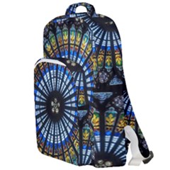 Mandala Floral Wallpaper Rose Window Strasbourg Cathedral France Double Compartment Backpack