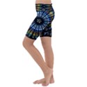 Mandala Floral Wallpaper Rose Window Strasbourg Cathedral France Kids  Lightweight Velour Cropped Yoga Leggings View2