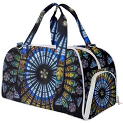 Mandala Floral Wallpaper Rose Window Strasbourg Cathedral France Burner Gym Duffel Bag by Jancukart