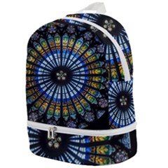 Mandala Floral Wallpaper Rose Window Strasbourg Cathedral France Zip Bottom Backpack by Jancukart