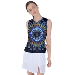 Mandala Floral Wallpaper Rose Window Strasbourg Cathedral France Women s Sleeveless Sports Top by Jancukart