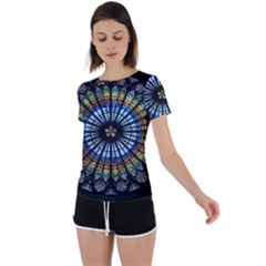 Mandala Floral Wallpaper Rose Window Strasbourg Cathedral France Back Circle Cutout Sports Tee