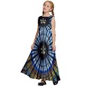 Mandala Floral Wallpaper Rose Window Strasbourg Cathedral France Kids  Satin Sleeveless Maxi Dress View2