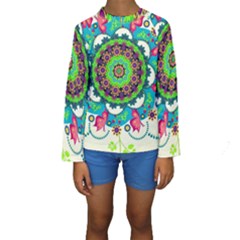 Artistic Pattern Mandala Kids  Long Sleeve Swimwear