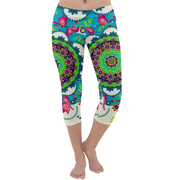 Artistic Pattern Mandala Capri Yoga Leggings