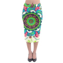 Artistic Pattern Mandala Midi Pencil Skirt