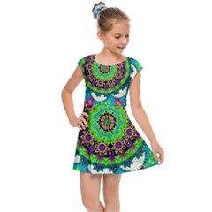 Artistic Pattern Mandala Kids  Cap Sleeve Dress