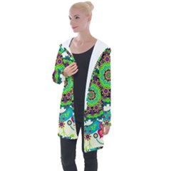 Artistic Pattern Mandala Longline Hooded Cardigan