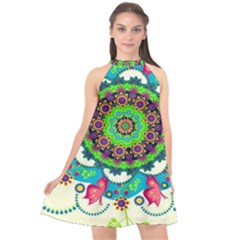 Artistic Pattern Mandala Halter Neckline Chiffon Dress  by Jancukart