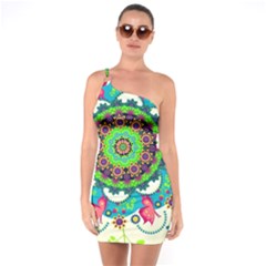 Artistic Pattern Mandala One Soulder Bodycon Dress