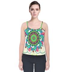 Artistic Pattern Mandala Velvet Spaghetti Strap Top