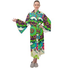 Artistic Pattern Mandala Maxi Velvet Kimono by Jancukart