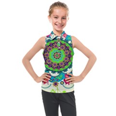 Artistic Pattern Mandala Kids  Sleeveless Polo Tee