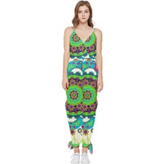 Artistic Pattern Mandala Sleeveless Tie Ankle Chiffon Jumpsuit