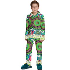 Artistic Pattern Mandala Kids  Long Sleeve Velvet Pajamas Set