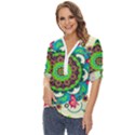 Artistic Pattern Mandala Zip Up Long Sleeve Blouse View2