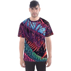 Floral Digital Art Tongue Out Men s Sport Mesh Tee