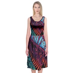 Floral Digital Art Tongue Out Midi Sleeveless Dress