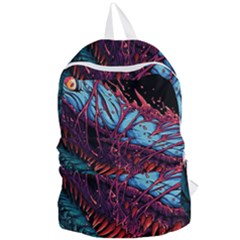 Floral Digital Art Tongue Out Foldable Lightweight Backpack