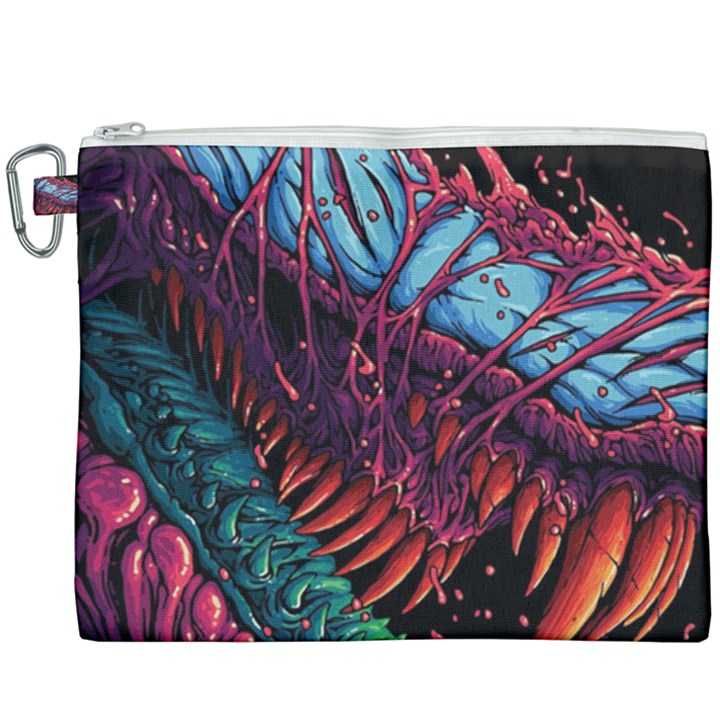 Floral Digital Art Tongue Out Canvas Cosmetic Bag (XXXL)