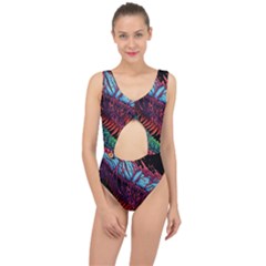 Floral Digital Art Tongue Out Center Cut Out Swimsuit