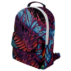 Floral Digital Art Tongue Out Flap Pocket Backpack (small)