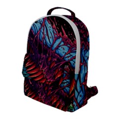 Floral Digital Art Tongue Out Flap Pocket Backpack (large)