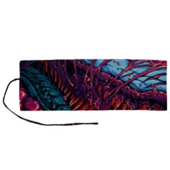 Floral Digital Art Tongue Out Roll Up Canvas Pencil Holder (m)