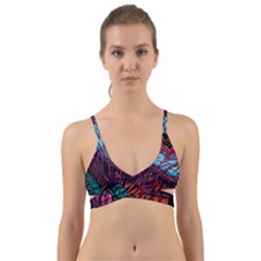 Floral Digital Art Tongue Out Wrap Around Bikini Top