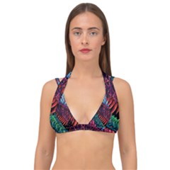 Floral Digital Art Tongue Out Double Strap Halter Bikini Top