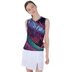 Floral Digital Art Tongue Out Women s Sleeveless Sports Top