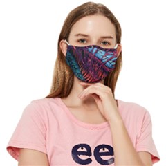 Floral Digital Art Tongue Out Fitted Cloth Face Mask (adult)