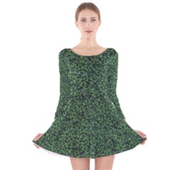 Leafy Elegance Botanical Pattern Long Sleeve Velvet Skater Dress by dflcprintsclothing