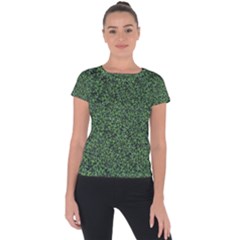 Leafy Elegance Botanical Pattern Short Sleeve Sports Top 