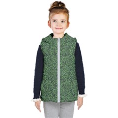 Leafy Elegance Botanical Pattern Kids  Hooded Puffer Vest by dflcprintsclothing