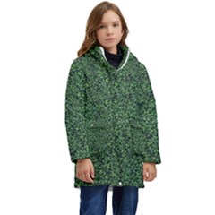 Leafy Elegance Botanical Pattern Kid s Hooded Longline Puffer Jacket by dflcprintsclothing