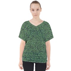 Leafy Elegance Botanical Pattern V-neck Dolman Drape Top