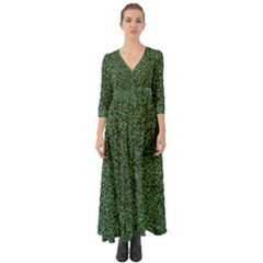 Leafy Elegance Botanical Pattern Button Up Boho Maxi Dress by dflcprintsclothing