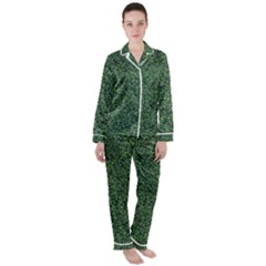 Leafy Elegance Botanical Pattern Women s Long Sleeve Satin Pajamas Set	 by dflcprintsclothing