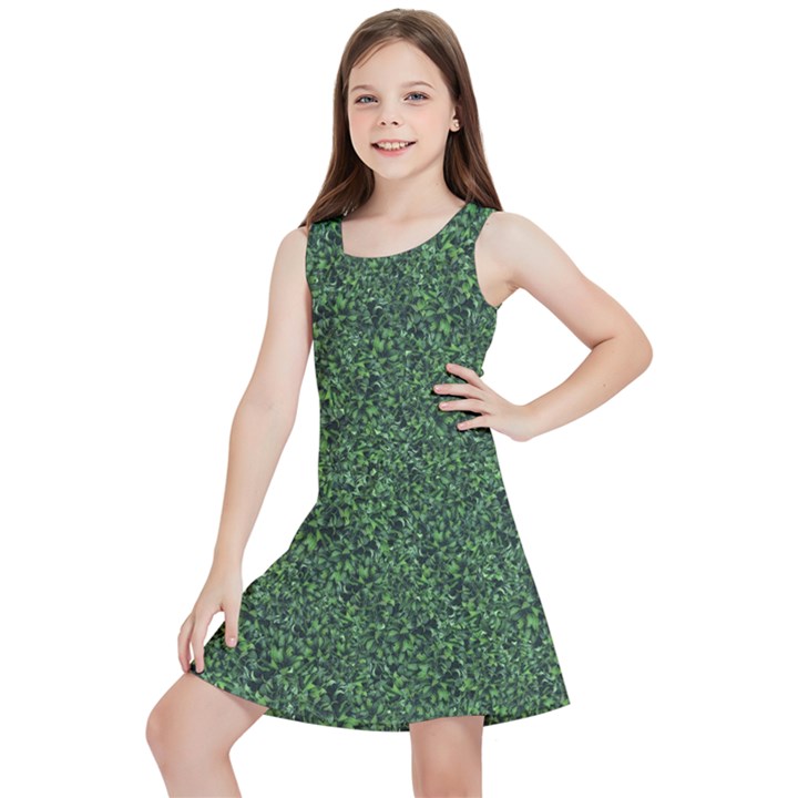 Leafy Elegance Botanical Pattern Kids  Lightweight Sleeveless Dress