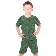 Leafy Elegance Botanical Pattern Kids  Tee And Shorts Set by dflcprintsclothing