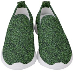 Leafy Elegance Botanical Pattern Kids  Slip On Sneakers by dflcprintsclothing